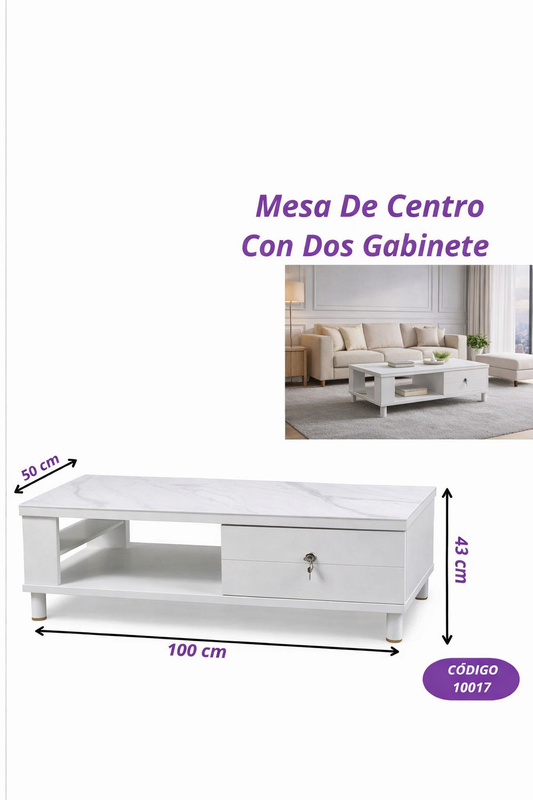 Mesa De Centro Modern Living Con Gabinete 100cm